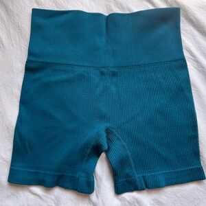 Colsie Seamless Ribbed Biker Shorts Teal